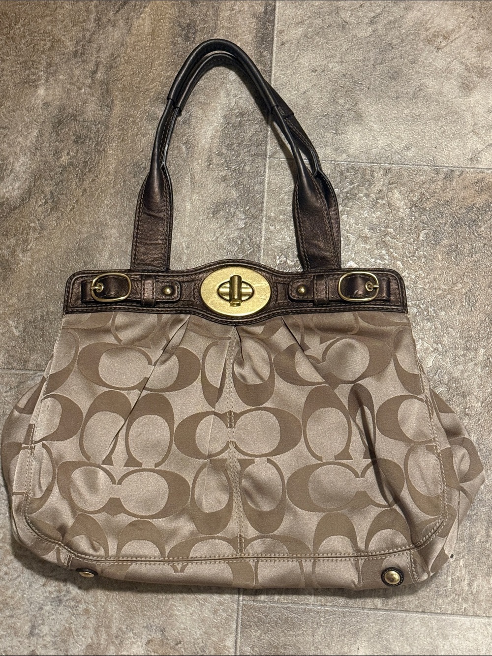 Coach Garnet Signature Sateen Satchel